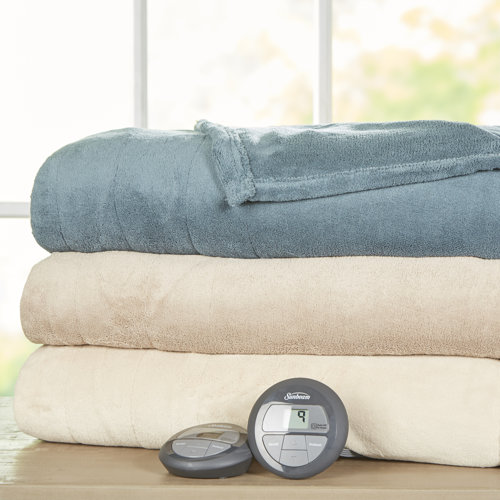 Sunbeam Channeled Microplush Heated Blanket & Reviews Wayfair